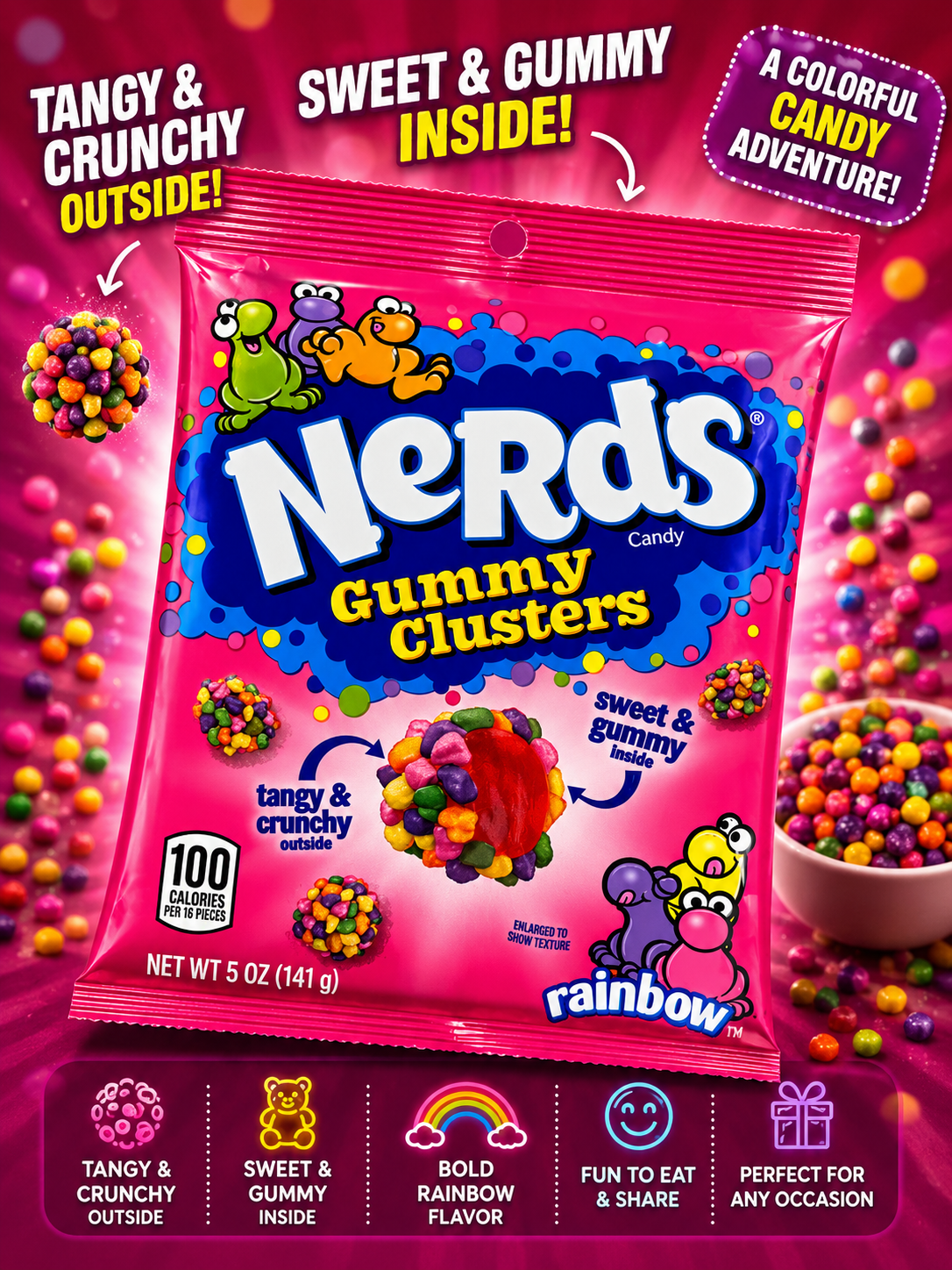 Nerds Gummy Clusters (Rainbow)